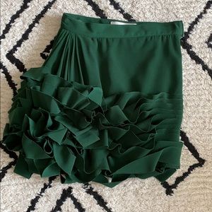 Green skirt with side ruching